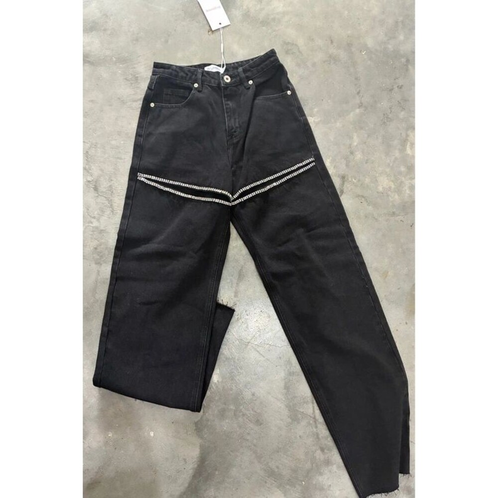 Black Pants with Studded Slit